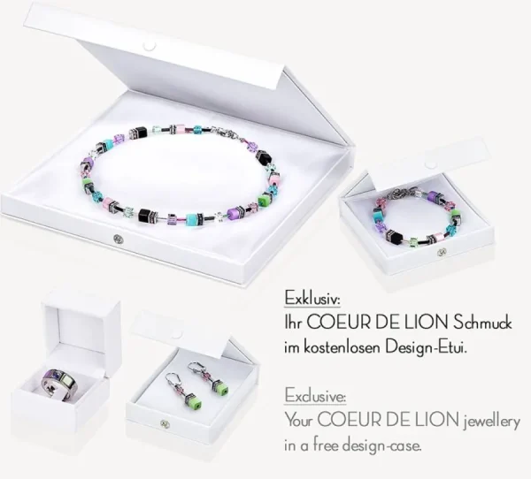 Halsketten* Coeur de Lion 4015/10-0730 Collier Kette GeoCUBE® Hämatit Eisblau