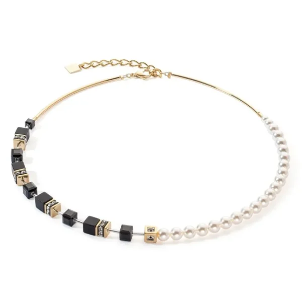 Halsketten*Coeur de Lion 5086/10-1316 Halskette GeoCUBE® Precious Fusion Pearls Schwarz Gold