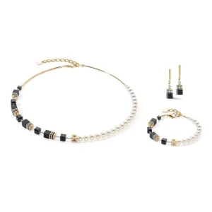 Halsketten*Coeur de Lion 5086/10-1316 Halskette GeoCUBE® Precious Fusion Pearls Schwarz Gold