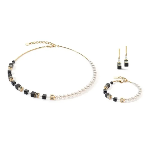 Halsketten*Coeur de Lion 5086/10-1316 Halskette GeoCUBE® Precious Fusion Pearls Schwarz Gold