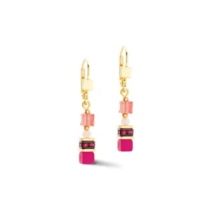 Ohrschmuck*Coeur de Lion 4565/20-0422 Ohrringe Damen Mini Cubes Magenta Gold-Ton