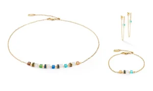 Ohrschmuck*Coeur de Lion 5076/21-1516 Ohrringe Damen Mini Cubes & Chain Blau Gold