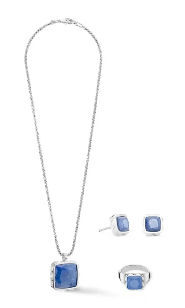 Ohrschmuck*Coeur de Lion 1200/21-0717 Ohrstecker Spike Square Aventurin Blau