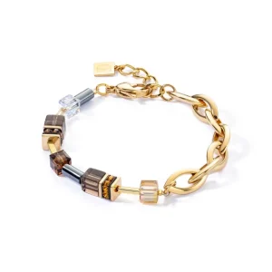 Armbänder & Armreife*Coeur de Lion Armband GeoCube® Chunky Chain Braun Goldton 4524/30-1116