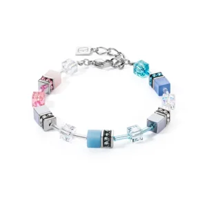 Armbänder & Armreife*Coeur de Lion Armband GeoCUBE® Iconic Blau Rosa Silber 4023/30-0719