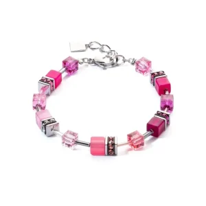 Armbänder & Armreife*Coeur de Lion Armband GeoCUBE® Iconic Viva Magenta Silber 2838/30-0422