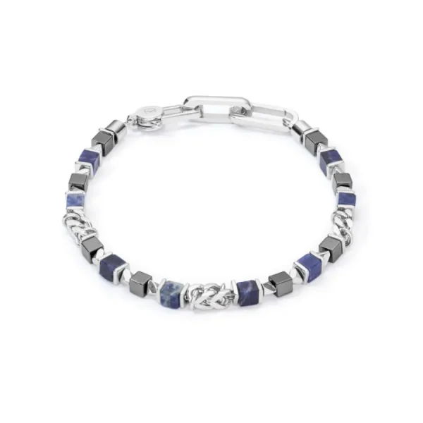 Armbänder*Coeur de Lion Armband Herren Unisex Cubes Blau Silber 0902/30-0700