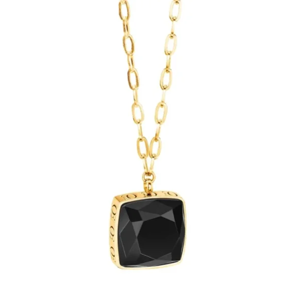 Halsketten*Coeur de Lion Kette OE Amulett Square Onyx Schwarz Gold 1201/10-1316