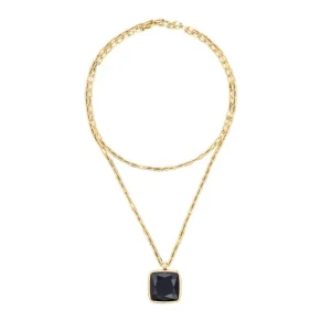 Halsketten*Coeur de Lion Kette OE Amulett Square Onyx Schwarz Gold 1201/10-1316