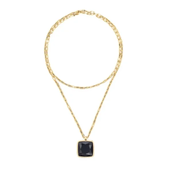 Halsketten*Coeur de Lion Kette OE Amulett Square Onyx Schwarz Gold 1201/10-1316