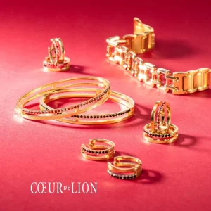 Ohrschmuck*Coeur de Lion Ohrringe Damen Little Twinkle Schwarz-Gold 2033/21-1300