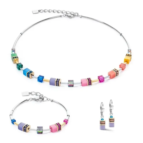 Ohrschmuck*Coeur de Lion Ohrringe GeoCUBE® Iconic Rainbow Silber 2800/20-1500