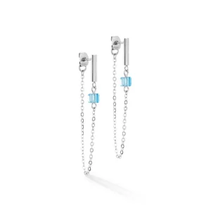 Ohrschmuck*Coeur de Lion Ohrringe Mini Cubes & Chain Blau-Silber 5076/21-0717