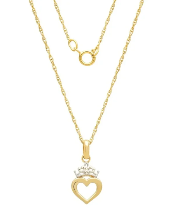 Kinderschmuck | Halsketten*Disney CG00004TL-0.CS Halskette mit Anhänger Mädchen Herz Krone 375/- Gelbgold