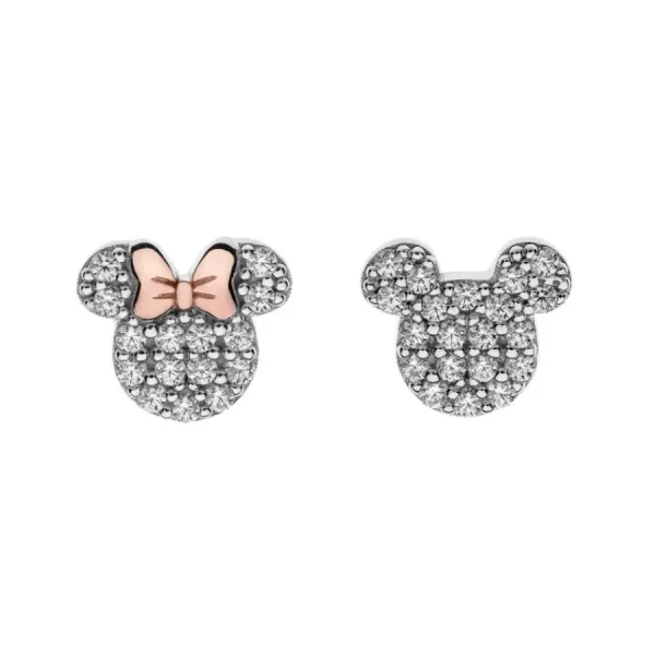 Ohrschmuck | Kinderschmuck*Disney ES00015TZWL.CS Ohrstecker Damen Minnie Mickey Maus Schleife Weiss Silber