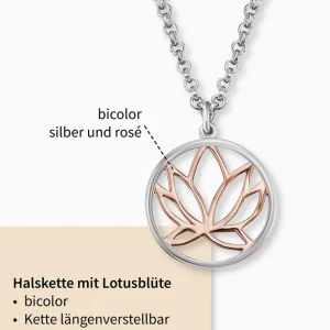 Halsketten*Engelsrufer ERN-LILLOTUS-BI Kette mit Anhänger Lotus Silber Rosé