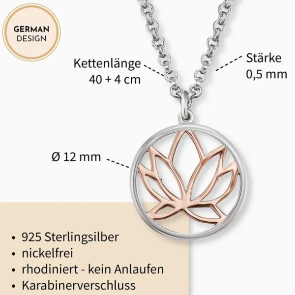 Halsketten*Engelsrufer ERN-LILLOTUS-BI Kette mit Anhänger Lotus Silber Rosé