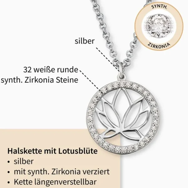 Halsketten*Engelsrufer ERN-LOTUS-ZI Kette mit Anhänger Damen Lotus Zirkonia Silber