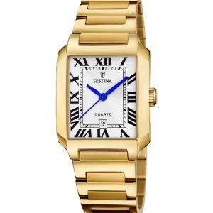 Damen Designer Uhren*Festina Damen-Uhr On The Square Quarz Edelstahl-Band Gold-Ton F20680/1