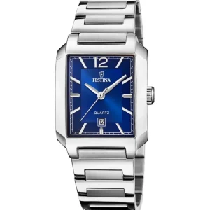 Damen Designer Uhren*Festina Damen-Uhr On The Square Blau Quarz Edelstahl-Armband F20679/3