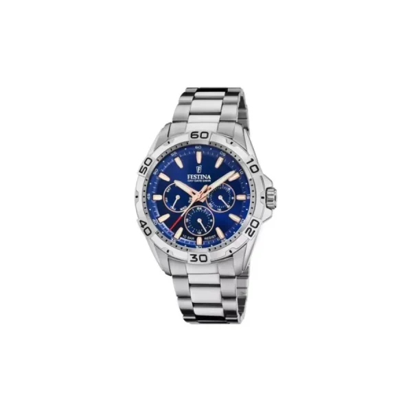 Herren Uhren Multifunktion*Festina F20623/2 Herren-Uhr Multifunktion Blau Quarz Edelstahl-Armband