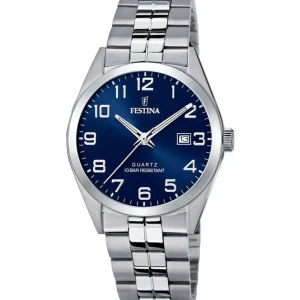 Herren Designer Uhren*Festina Herren-Uhr Klassik Analog Quarz Edelstahl-Armband F20437/3