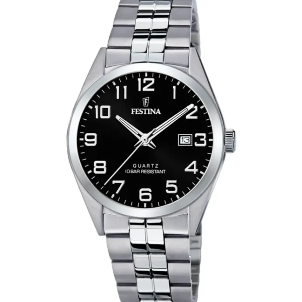 Herren Designer Uhren*Festina Herren-Uhr Klassik Analog Quarz Edelstahl-Armband F20437/4