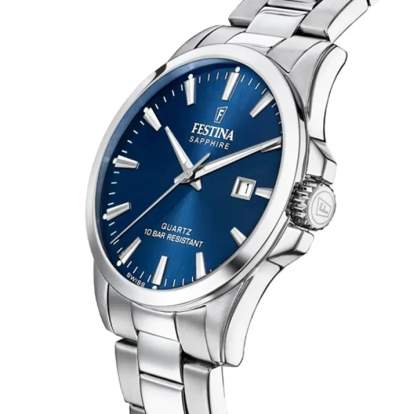 Herren Designer Uhren*Festina Herren-Uhr Swiss Made Blau Quarz Edelstahl-Armband F20024/3