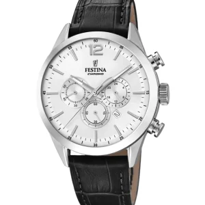 Herren Uhren Chronograph*Festina Herren-Uhr Timeless Chronograph Quarz Leder-Armband F20542/1