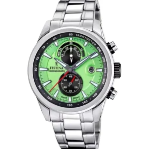 Herren Uhren Chronograph*Festina Herren-Uhr Timeless Chronograph Grün Edelstahl-Band F20694/3