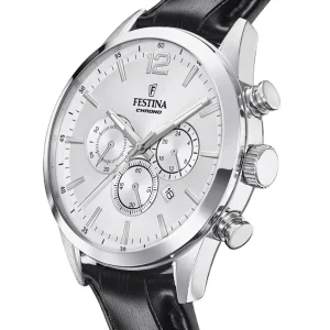 Herren Uhren Chronograph*Festina Herren-Uhr Timeless Chronograph Quarz Leder-Armband F20542/1