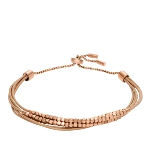 Armbänder & Armreife*Fossil Armband Damen All Stacked Up Roségold Braun Leder JF04472791