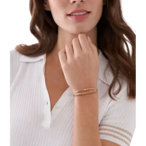 Armbänder & Armreife*Fossil Armband Damen All Stacked Up Roségold Braun Leder JF04472791