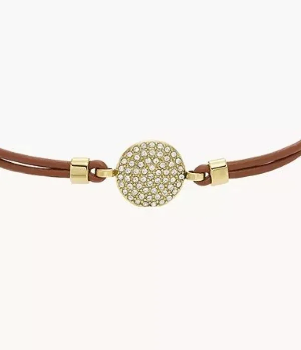 Armbänder & Armreife*Fossil Armband Damen Sadie Glitz Disc Braun Leder Gold-Ton JF04545710