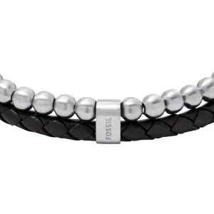 Armbänder*Fossil Armband Herren Beads Multi Strand Leder Edelstahl JF04855040