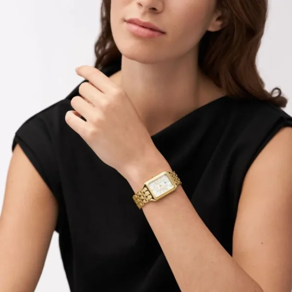 Damen Designer Uhren*Fossil Damen-Uhr Raquel Analog Quarz Edelstahl-Armband Gold-Ton ES5304