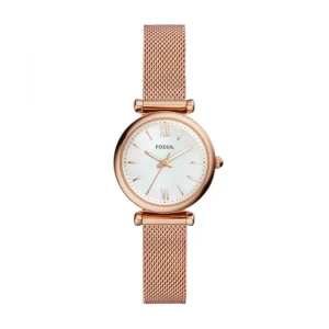 Damen Designer Uhren* Fossil Fossil ES4433 Damen-Uhr Carlie Milanaise Perlmutt Rosé-Ton Ø 28 mm