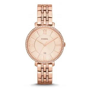 Damen Designer Uhren* Fossil Fossil ES3546 Damen-Uhr Jaqueline Analog Quarz mit Edelstahl-Band Rosé