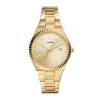 Damen Designer Uhren*Fossil ES5299 Damen-Uhr Scarlette Analog Quarz mit Edelstahl-Armband Ø 38 mm Gold