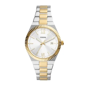 Damen Designer Uhren*Fossil ES5259 Damen-Uhr Scarlette Analog Quarz mit Edelstahl-Armband Goldfarben