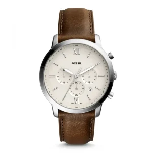 Herren Uhren Chronograph*Fossil FS5380 Herren-Uhr Neutra Chronograph Quarz mit Leder-Band Ø 44 mm