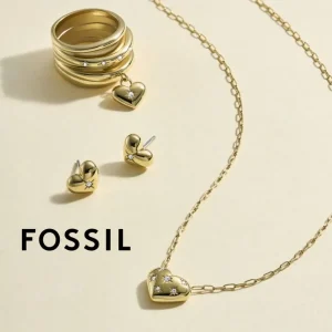 Halsketten*Fossil Halskette-Anhänger All My Love Edelstahl Gold-Ton JF04856710