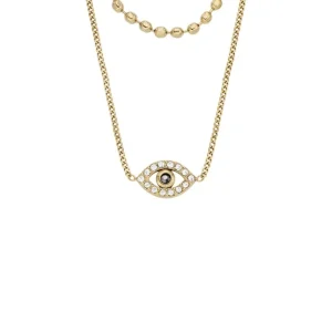 Halsketten*Fossil Halskette-Anhänger Damen Sutton Evil Eye Edelstahl Gold-Ton JF04792710