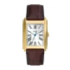 Herren Designer Uhren*Fossil Herren-Uhr Carraway Analog Quarz Braun Leder-Band Gold-Ton FS6011