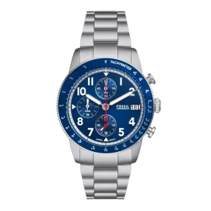 Herren Uhren Chronograph*Fossil Herren-Uhr Sport Tourer Chronograph Quarz Edelstahl-Band FS6047