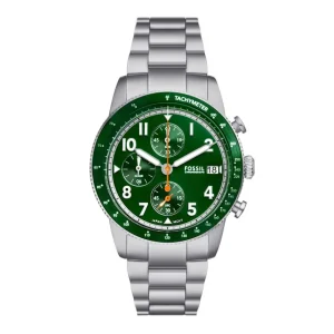 Herren Uhren Chronograph*Fossil Herren-Uhr Sport Tourer Chronograph Quarz Edelstahl-Band FS6048