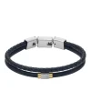 Armbänder*Fossil JF04703998 Armband Herren All Stacked Up Leder Blau Edelstahl