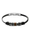 Armbänder* Fossil JF84196040 Armband Herren Rondeln Leder Edelstahl