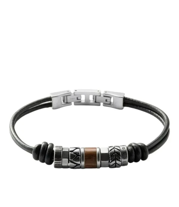 Armbänder* Fossil JF84196040 Armband Herren Rondeln Leder Edelstahl