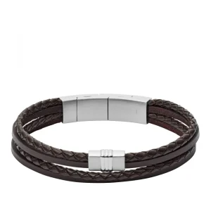 Armbänder* Fossil JF02934040 Armband Herren Vintage Casual Brown Multi-Strand Braided Leather